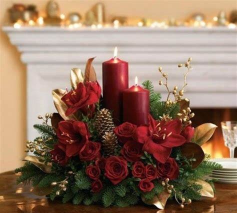 aregglos florales navideños como centros de mesa